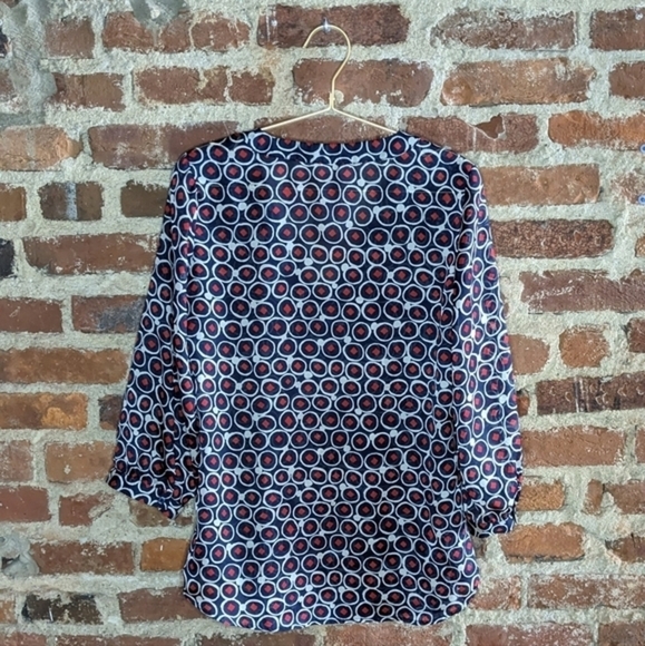 The Limited Medium Blue, Red & White Abstract‎ Sheer Tunic Blouse - Picture 8 of 12